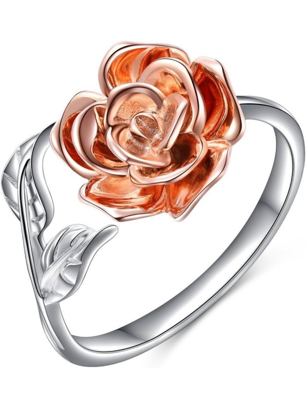 Adjustable S925 Sterling Silver Rose Flower Wrap Ring - Elegant Jewelry for